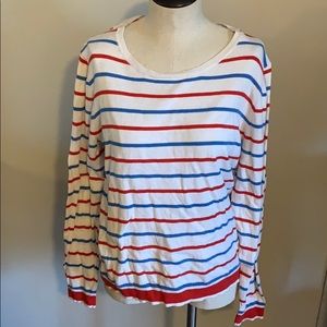 JCrew Mercantile Blue and Red Striped Sweater